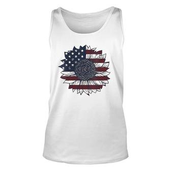 Vintage 4Th Of July Patriotic American Flag Sunflower V-Neck Tank Top | Mazezy CA