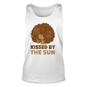 Vintage African Afro Kissed By The Sun Pride Melanin Queen Unisex Tank Top | Mazezy