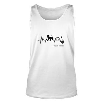 Welsh Terrierdog Heartbeat Dog Paw Dog Lovers Gift For Dog Moms And Dads Unisex Tank Top - Thegiftio UK
