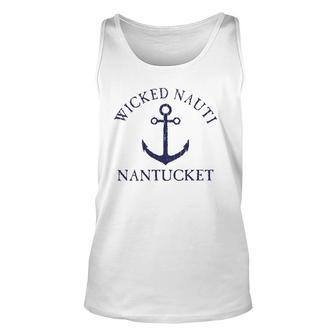 Wicked Nauti Nantucket Nautical Distressed Unisex Tank Top | Mazezy