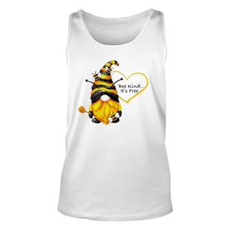 Womens Bee Kind Inspirational Gnome Unisex Tank Top | Mazezy