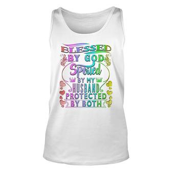 Womens Blessed By God Spoiled By My Husband Christian Wedding Wife Unisex Tank Top - Thegiftio UK