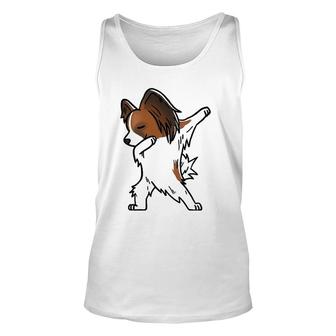 Womens Funny Dabbing Papillon Dog Party Birthday Gift Unisex Tank Top | Mazezy