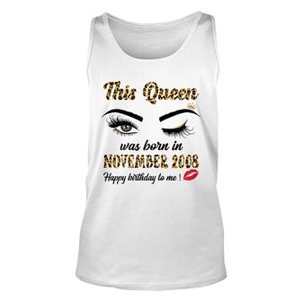 Womens Leopard Queen Born In November 2008 Cute 13Th Birthday Girl Unisex Tank Top | Seseable UK