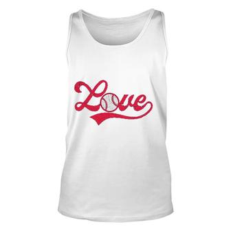 Womens Love Baseball Script Cute Summer Sports Unisex Tank Top - Thegiftio