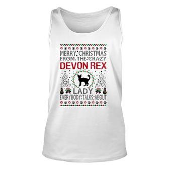 Womens Merry Christmas From Crazy Devon Rex Lady Gift Unisex Tank Top | Mazezy
