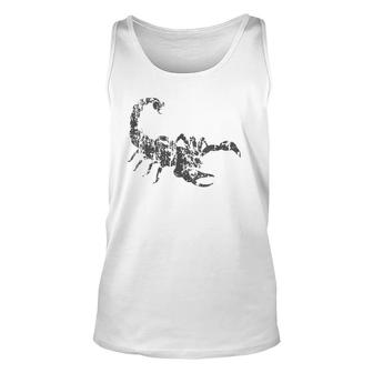 Womens Scorpion Vintage Design Distressed Scorpion Print Unisex Tank Top | Mazezy
