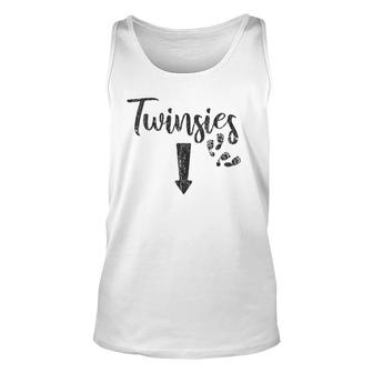 Womens Twinsies Funny Twins Pregnancy Announcement Unisex Tank Top | Mazezy