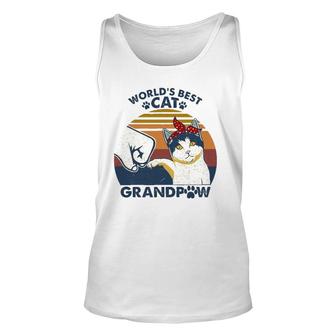 World's Best Cat Grandpaw Vintage Grandpa Cat Lover Unisex Tank Top | Mazezy