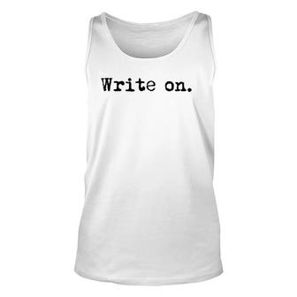 Write On Writing For Writers Black Text Raglan Baseball Tee Tank Top | Mazezy