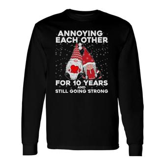 10 Years Christmas Gnomes Couple Marriage Aniversary Long Sleeve T-Shirt T-Shirt | Mazezy