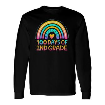 100 Days Of 2Nd Grade 100Th Day Of School Teacher Rainbow Long Sleeve T-Shirt T-Shirt | Mazezy