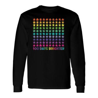 100 Days Brighter 100Th Day Of School Or Kindergarten Long Sleeve T-Shirt T-Shirt | Mazezy