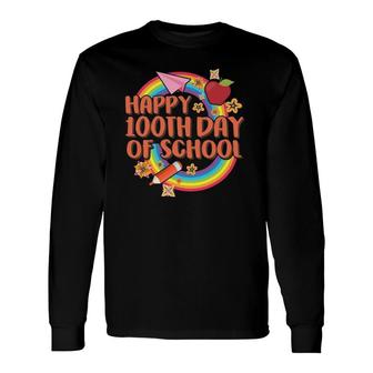 100 Days Teacher Student 100 Days Of Learning Rainbow Long Sleeve T-Shirt T-Shirt | Mazezy