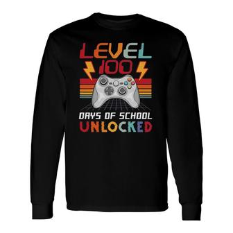 100Th Day Video Gamer 100 Days Of School Unlocked Vintage Long Sleeve T-Shirt T-Shirt | Mazezy
