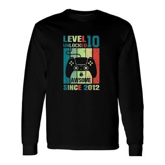 10th Birthday Level 10 Unlocked Awesome 2012 Video Game Long Sleeve T-Shirt - Seseable