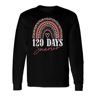120 Days Smarter Happy 120Th Day Of School Rainbow Leopard Long Sleeve T-Shirt T-Shirt | Mazezy