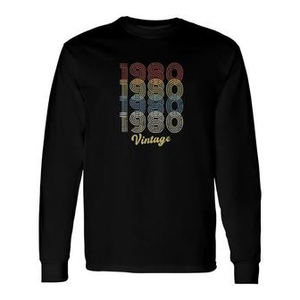 1980 Birthday Retro Birthday Vintage 1980 Long Sleeve T-Shirt - Thegiftio UK