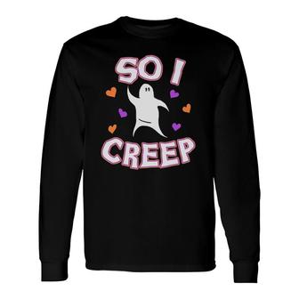 2021 Halloween So I Creep Ghost Hearts Long Sleeve T-Shirt T-Shirt | Mazezy