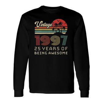 25 Years Old Birthday Vintage 1997 25 Birthday V Neck Long Sleeve T-Shirt T-Shirt | Mazezy