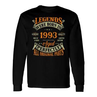 29Th Birthday Vintage Legends Born In 1993 29 Years Old Long Sleeve T-Shirt | Mazezy