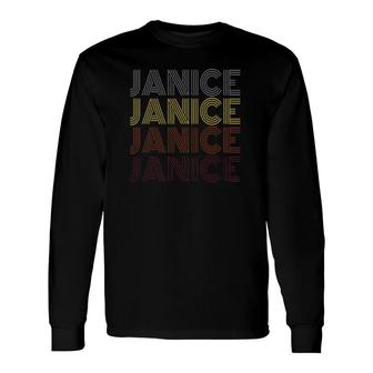 Graphic 365 First Name Janice Retro Pattern Vintage Style Long Sleeve T-Shirt | Mazezy