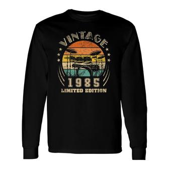 37Th Birthday Drums Drummer Retro 1985 Drumset Long Sleeve T-Shirt T-Shirt | Mazezy