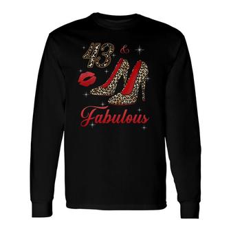 43 And Fabulous Leopard High Heels Happy 43Rd Birthday Long Sleeve T-Shirt T-Shirt | Mazezy
