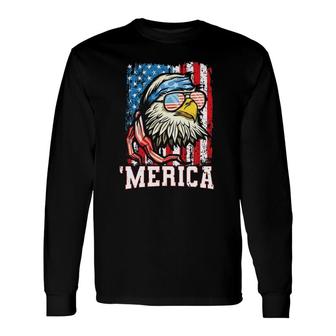 4Th Of July Bald Eagle Usa Flag Patriotic Merica Long Sleeve T-Shirt T-Shirt | Mazezy
