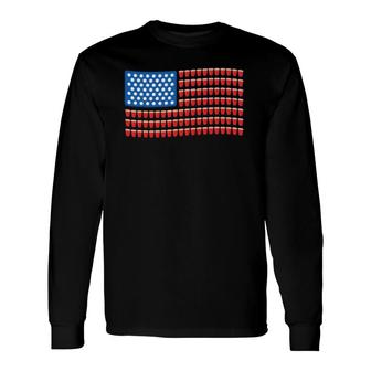 4Th Of July Beer Pong American Flag Long Sleeve T-Shirt T-Shirt | Mazezy