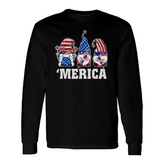 4Th Of July Gnomes Merica American Freedom Usa Flag Long Sleeve T-Shirt T-Shirt | Mazezy