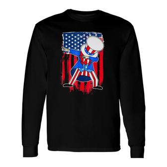 4Th Of July Uncle Sam Dab American Flag Patriotic Long Sleeve T-Shirt | Mazezy