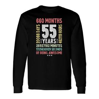 55Th Birthday 55 Years Old Vintage Retro 55 Yr Old Long Sleeve T-Shirt | Mazezy