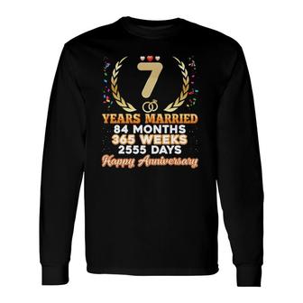 7 Years Married Happy 7Th Wedding Anniversary Couple Ring Long Sleeve T-Shirt T-Shirt | Mazezy