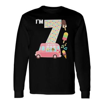 7Th Birthday Crew Ice Cream Truck I'm 7 Bday Ice Cream Party Long Sleeve T-Shirt T-Shirt | Mazezy