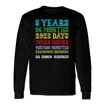 8 Years Of Being Awesome Happy 8Th Birthday Eight Countdown Long Sleeve T-Shirt | Mazezy