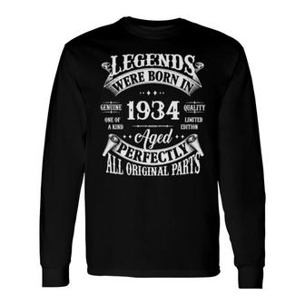 88Th Birthday Vintage Legends Born In 1934 88 Years Old Long Sleeve T-Shirt | Mazezy