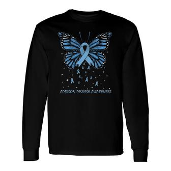 Addison Disease Awareness Butterfly Long Sleeve T-Shirt T-Shirt | Mazezy