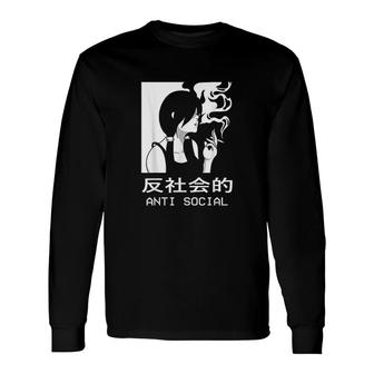 Aesthetic Sad Antisocial Girl Japanese Emo Goth Long Sleeve T-Shirt - Seseable