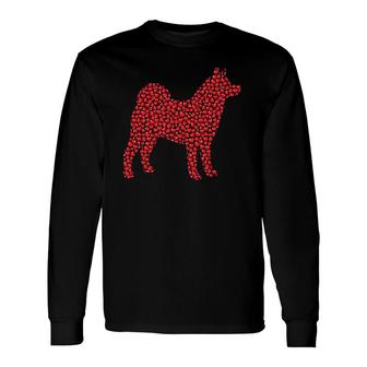 Akita Dog Lover Hearts Love Akita Valentine Long Sleeve T-Shirt T-Shirt | Mazezy