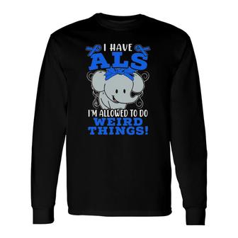 I Have Als Awareness Ribbon Supporter Warrior Elephant Long Sleeve T-Shirt T-Shirt | Mazezy
