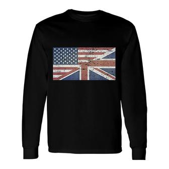 America Usa Uk Union Jack Flag United States Kingdom Britain Long Sleeve T-Shirt T-Shirt | Mazezy