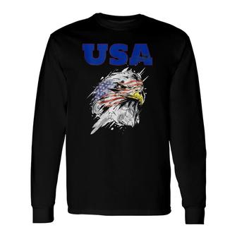 American Bald Eagle Usa Patriotic Us Flag National Bird Long Sleeve T-Shirt T-Shirt | Mazezy