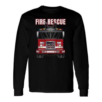 American Fire Rescue Firefighter Department Truck Fireman Long Sleeve T-Shirt T-Shirt | Mazezy AU