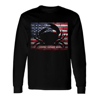 American Flag Crab Crabbing Fishing Long Sleeve T-Shirt T-Shirt | Mazezy