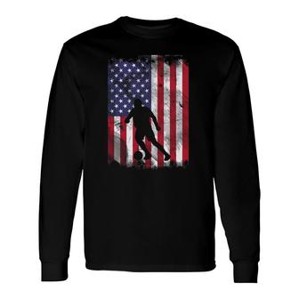 American Flag Soccer Sihouette Vintage Football Patriotic Long Sleeve T-Shirt T-Shirt | Mazezy