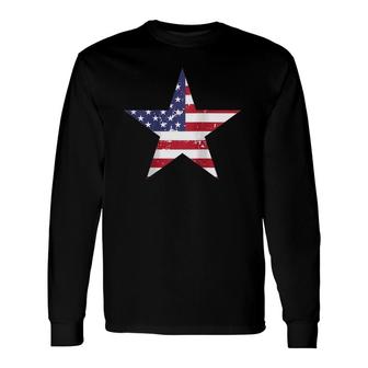 American Flag Star Vintage 4Th Of July Patriotic Raglan Baseball Tee Long Sleeve T-Shirt | Mazezy
