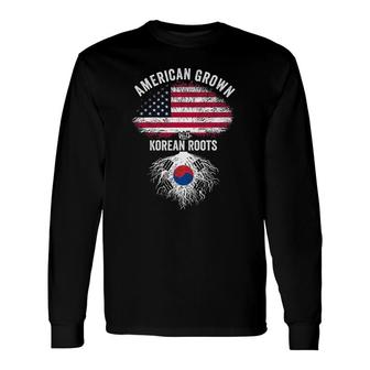 American Grown With Korean Roots Usa Korea Flag Long Sleeve T-Shirt T-Shirt | Mazezy