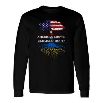 American Grown With Ukrainian Roots Supporting Long Sleeve T-Shirt | Mazezy