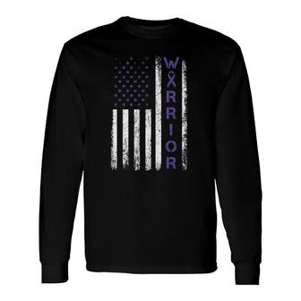 American Usa Flag Warrior Crohns Disease Awareness Long Sleeve T-Shirt T-Shirt | Mazezy